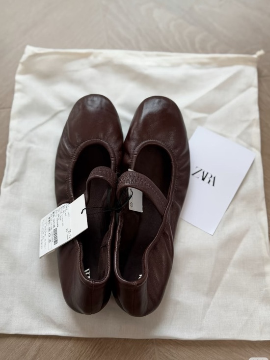 Zara Shoes - Zara Brandnew sz 6.5 -37 eu- Dark Brown Mary Jane Leather Flats